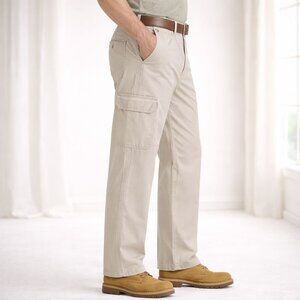 WRG Jeans Co Mens Cargo Utility Pants Khaki 34x32 Comfort Waist Workwear Casual